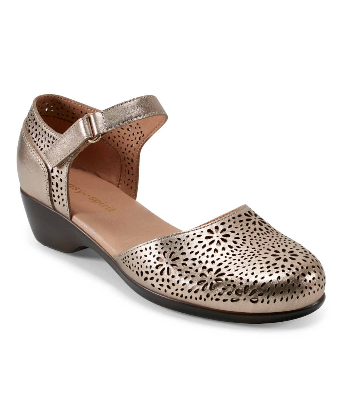 Shop Easy Spirit Women's Denita Two-piece Round Toe Flats In Bronze Leather