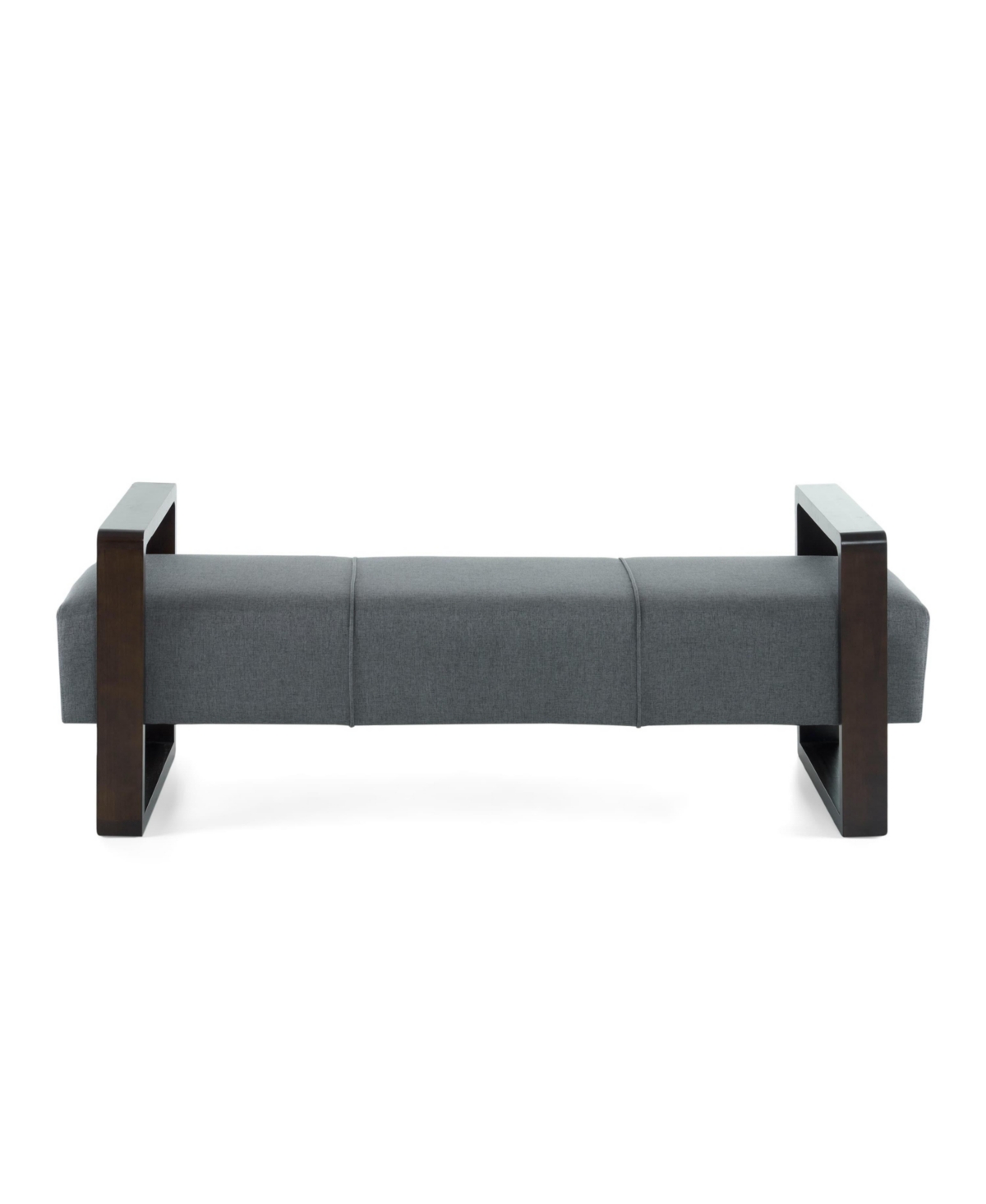 Sleek Long Ottoman Bench, Gray Linen Upholstery with Wooden Legs-The Pop Home