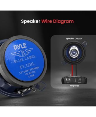 Two-Way Speaker System, 3.5'' Coaxial, 120W Max, Blue Cone