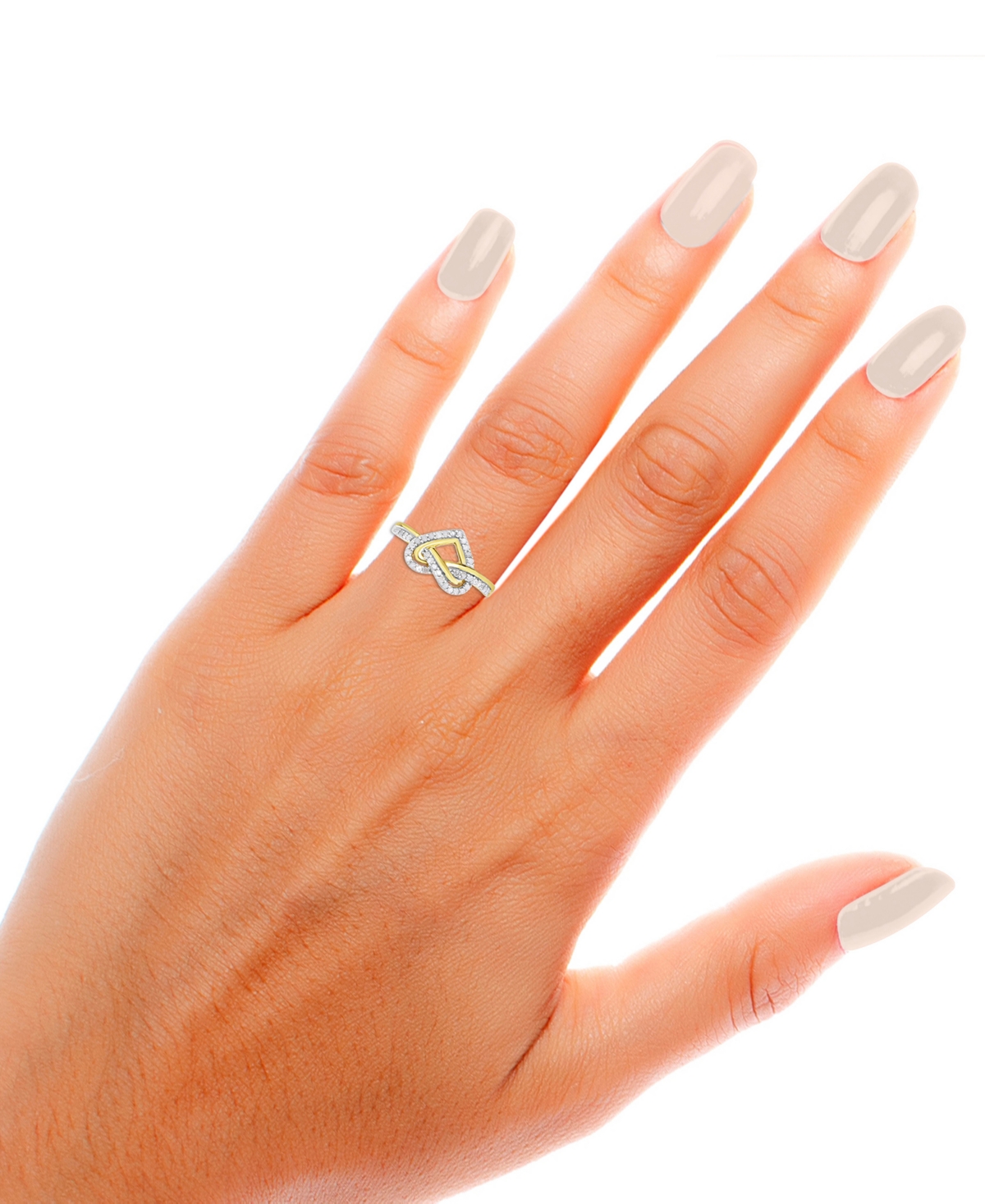 Macy's Diamond Heart Knot Ring (1/3 Ct. T.w.) In Sterling Silver & 10k Gold-plate In Yellow Gro