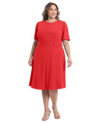 Plus Size Fit & Flare Scuba Crepe Midi Dress