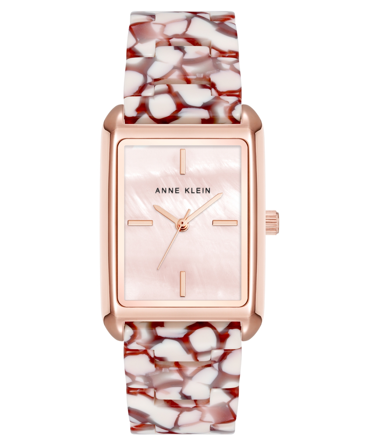 Anne Klein Women's Quartz Red And Pink Acetate Bracelet Watch, 26mm In Red,pink And Rose Gold-tone