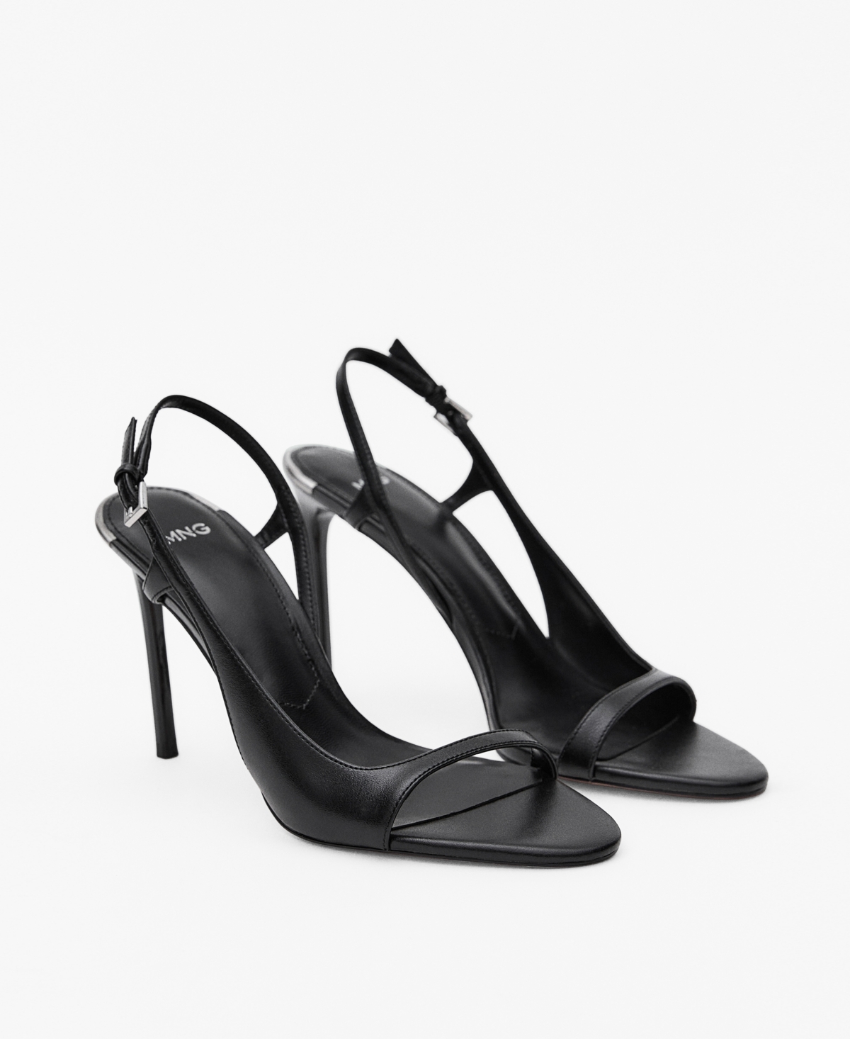Mango Women's Asymmetrical Heels Leather Sandals In Black