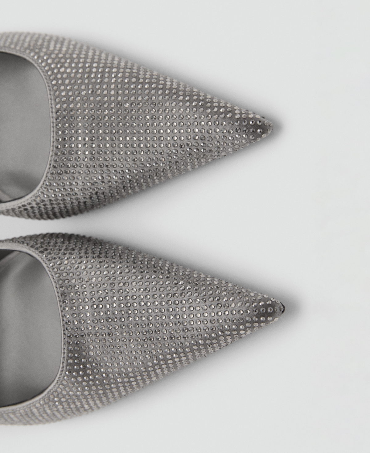 Mango Rhinestone Heel Pump In Silver