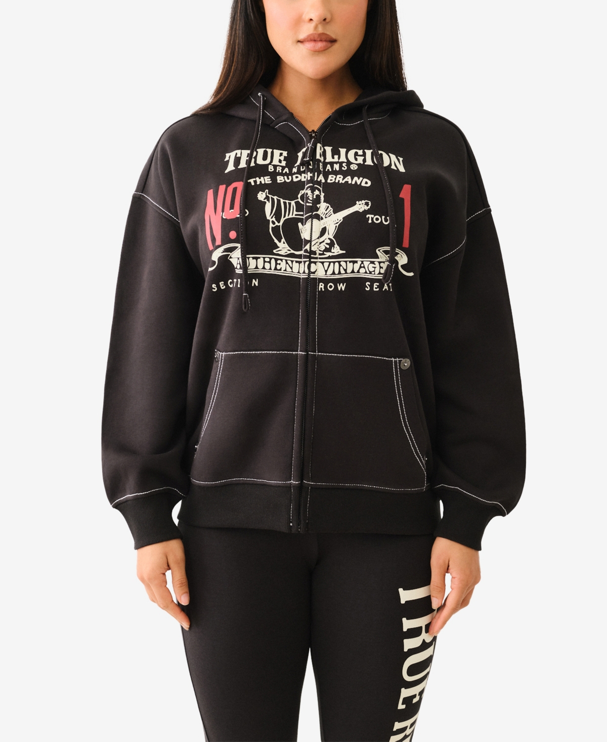 TRUE RELIGION WOMEN'S RETRO ZIP HOODIE SWEATSHIRT 