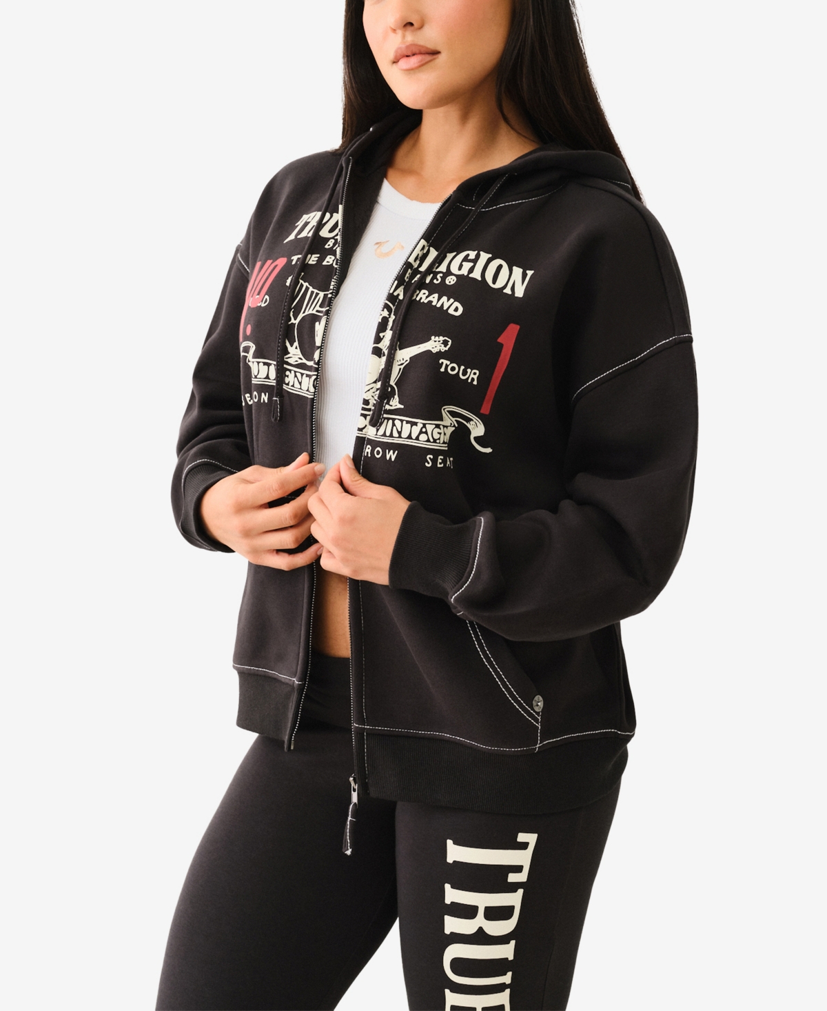 TRUE RELIGION WOMEN'S RETRO ZIP HOODIE SWEATSHIRT 