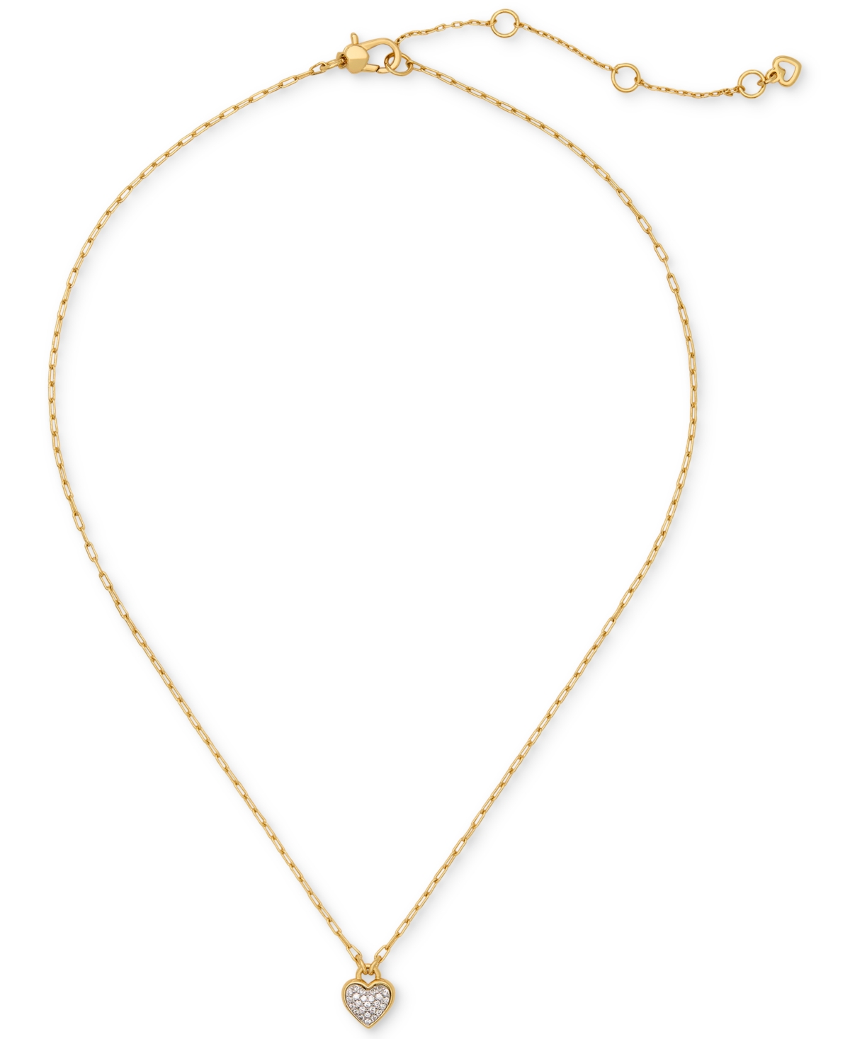 Shop Kate Spade Cubic Zirconia Heart Pave Pendant Necklace, 16" + 3" Extender In Clear,two Tone