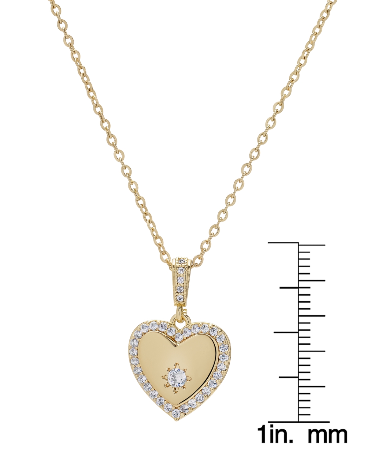 MACY'S LAB GROWN WHITE SAPPHIRE HEART 18" PENDANT NECKLACE (1/2 CT. T.W.) IN 14K GOLD-PLATED STERLING SILVE 