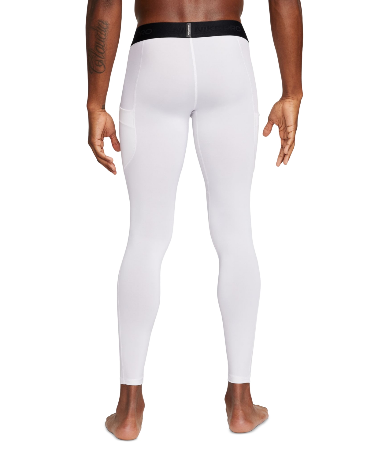 Nike Men's Pro Slim-fit Dri-fit Fitness Tights In White,blac