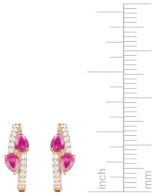 Sapphire, Ruby or Emerald (3/4 ct. t.w.) & Diamond (1/5 ct. t.w.) Bypass Hoop Earrings in 14k Gold or White Gold