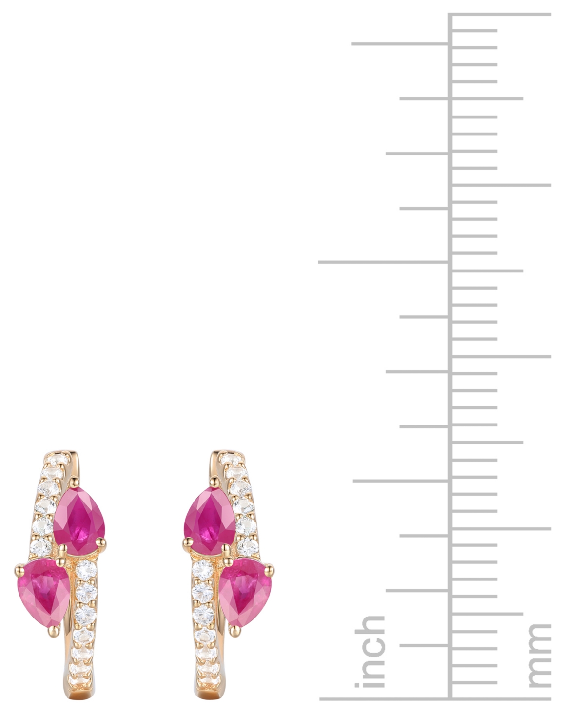 Macy's Sapphire, Ruby Or Emerald (3/4 Ct. T.w.) & Diamond (1/5 Ct. T.w.) Bypass Hoop Earrings In 14k Gold O In Ruby