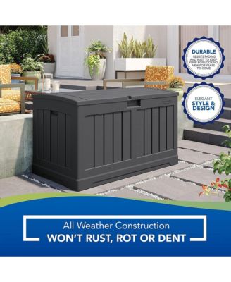 50 Gallon Medium Resin Outdoor Storage Deck Box with Lid, Peppercorn