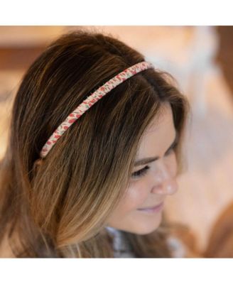 Thin Floral Headband - Red