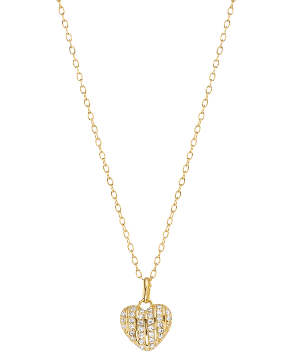 Macy's Cubic Zirconia Heart Pendant Necklace (1/3 Ct. T.w.) In Sterling Silver (also Available In 14k Gold In Gold