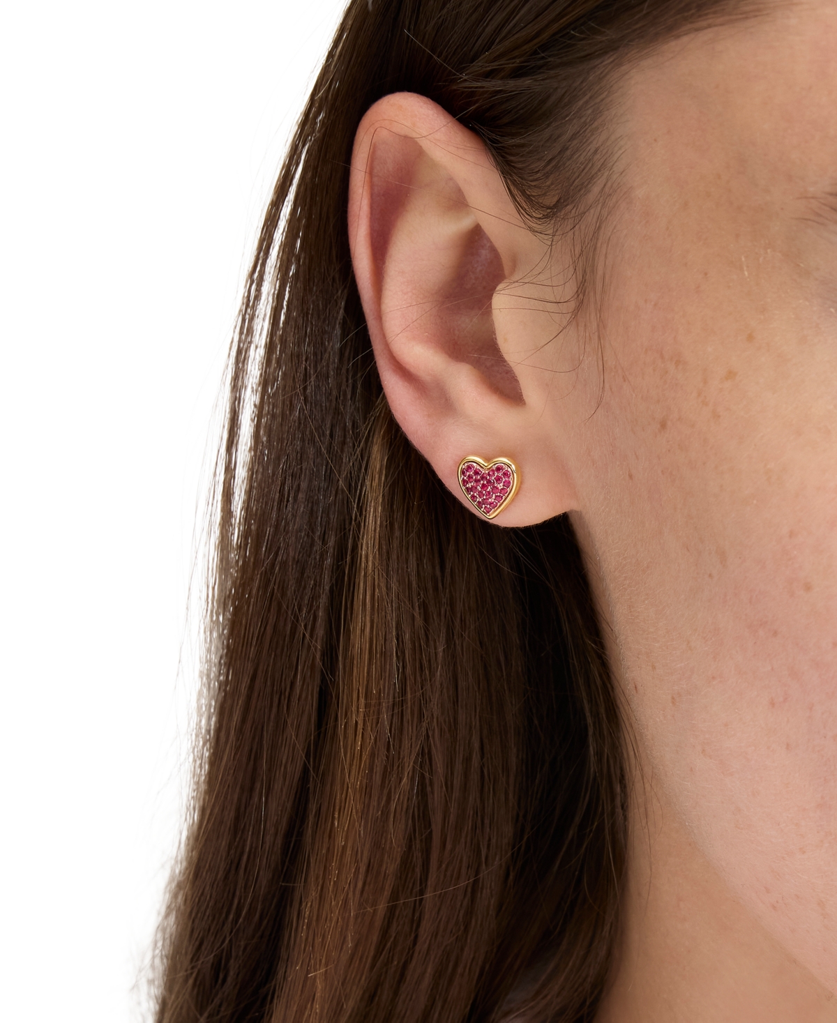 KATE SPADE CUBIC ZIRCONIA PAVE HEART STUD EARRINGS 
