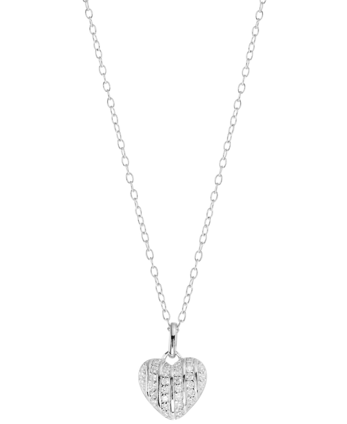 Macy's Cubic Zirconia Heart Pendant Necklace (1/3 Ct. T.w.) In Sterling Silver (also Available In 14k Gold In Silver
