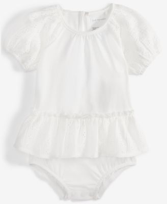 First Impressions - Baby Girls Eyelet-Detail Sunsuit
