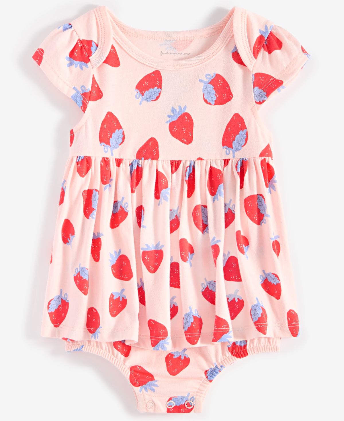 First Impressions Baby Girls Strawberry-print Skirted Sunsuit, Exclusively At Macy's In Beloved Pi