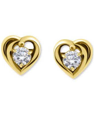 Giani Bernini Cubic Zirconia Heart Solitaire Stud Earrings in Sterling Silver Created for Macys - Gold 23$