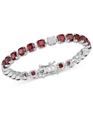 Lab Grown Amethyst & Diamond Accent Flex Bracelet in Sterling Silver (Also available in Blue Topaz & Garnet)