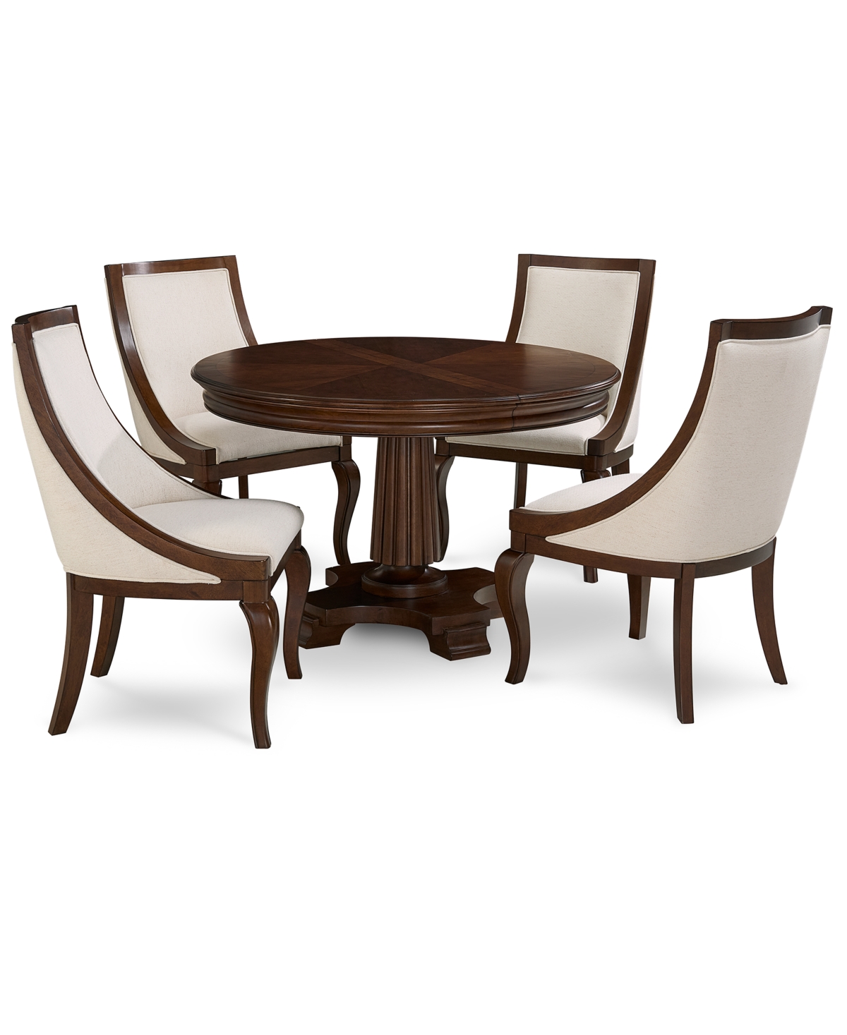 Macy's Nelman 5-pc. Round Dining Set (table & 4 Host Chairs), Created For  In Brown