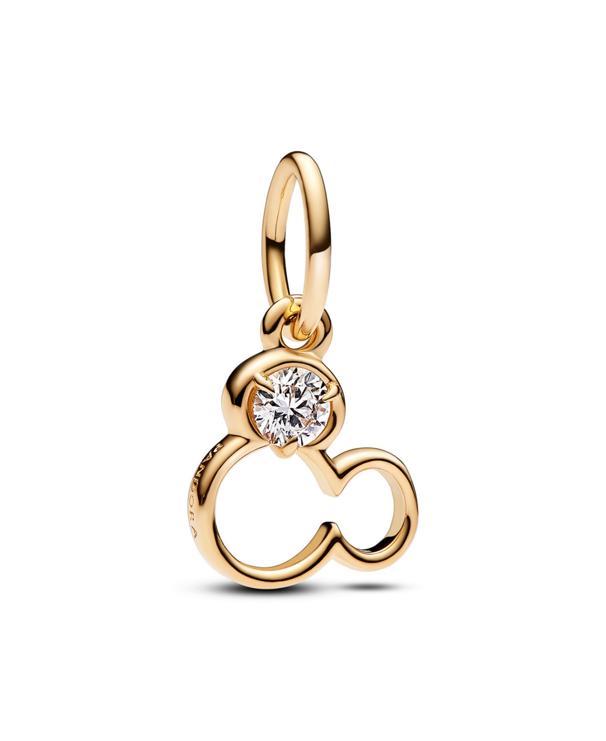 Pandora Disney Mickey Mouse Silhouette Lab-grown Diamond Dangle Charm In Gold