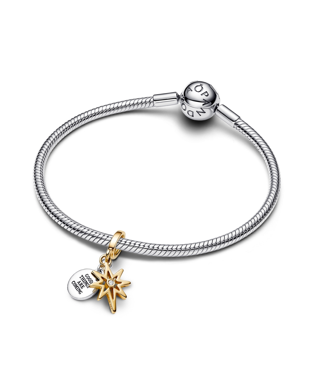 Pandora Engravable North Star Lab-grown Diamond Dangle Charm In Sterling Silver
