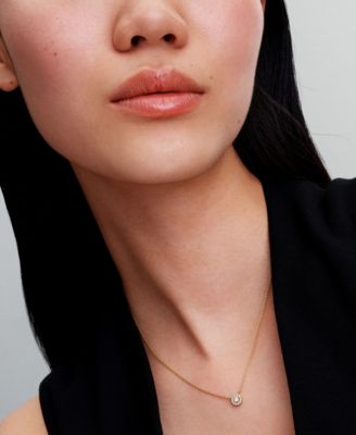 Gold-Plated Round Pav&eacute; Halo Pendant Necklace