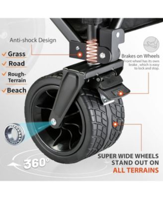 Collapsible Foldable Extended Height Wagon with 500lbs Weight Capacity,Folding Utility Garden Cart with Big All-Terrain Beach Wheels,for Camping, Garden,Sports,Beach,Shopping,Black