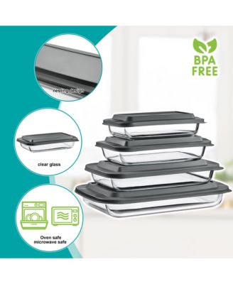 8-Piece Oven-Safe Glass Baking Dish Set with Lids