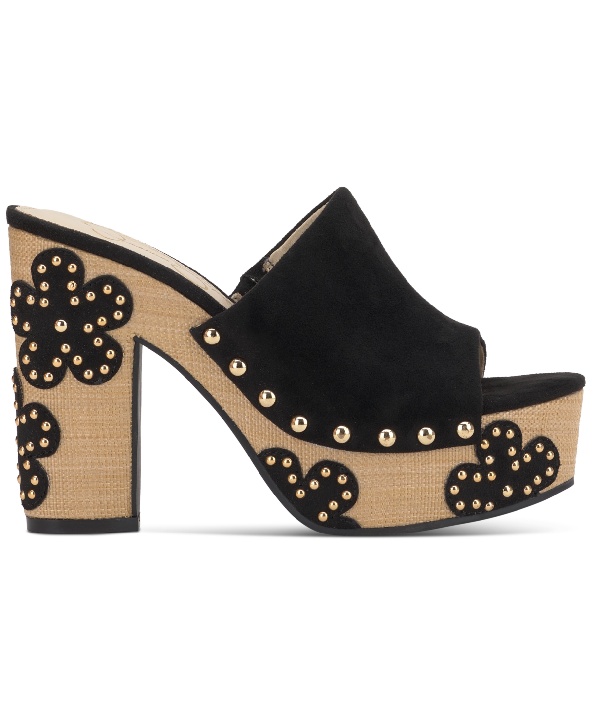 Jessica Simpson Shelbie Black Suede Platform High Heel Slide Sandals In Black Suede