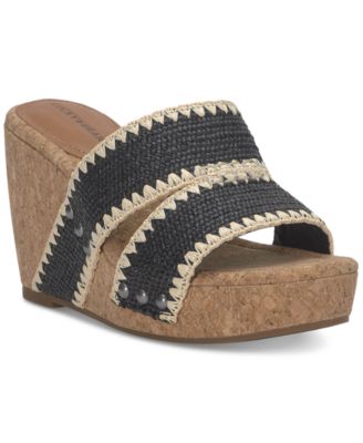 Lucky Brand - Women's Vickta Platform Whipstitch Cork Slide Wedge Sandals