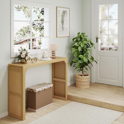 46.22 in. Rectangle Solid Wood Farmhouse Console Table or Living Room, Hallway, Foyer, Entryway