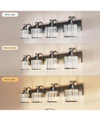 34"L x 10"W x 9"H Modern Crystal Bathroom Vanity Lights Black Bathroom Light Fixtures Crystal Vanity Shower Lights Over Mirror