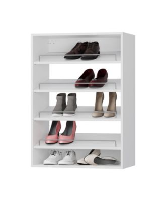 Modular Storage Angled Shelves, Wood Closet Organizer Adjustable, Stacking, Shoe Shelf Unit with 4 Shelves