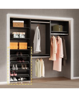 Modular Storage Angled Shelves, Wood Closet Organizer Adjustable, Stacking, Shoe Shelf Unit with 4 Shelves