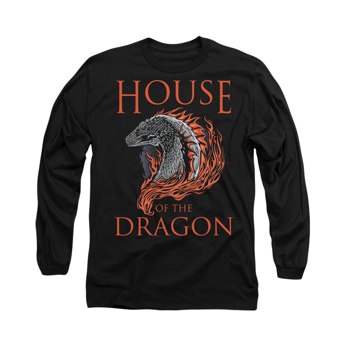 Men's Hod Dragon Illustration Long Sleeve Adult Tee / T-Shirt - Black