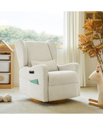 Rosalina Modern Recliner with Built-In Nightlight and Wooden Base