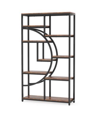 5 Tier Etagere Bookcase, Freestanding Tall Bookshelf Display Shelf Storage Organizer with 9-Open Storage Shelf