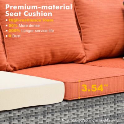 5 Piece Patio Furniture, Outdoor Furniture Sets, Modern Wicker Patio Furniture Sectional and 2 Pillows, All Weather Garden Patio Sofa, Backyard