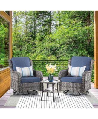 Outdoor Swivel Rocker Chairs Set, 3 Piece Patio Bistro Set with 360 Degrees Rocking Chair and Side Table