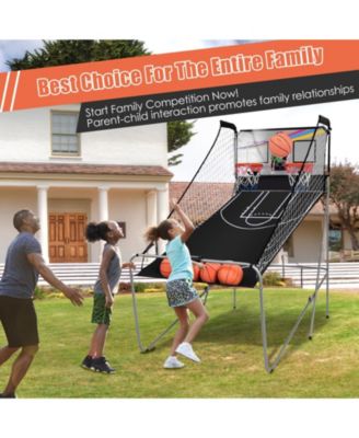 Foldable Double Electronic Basketball Game with 4 Balls Indoor