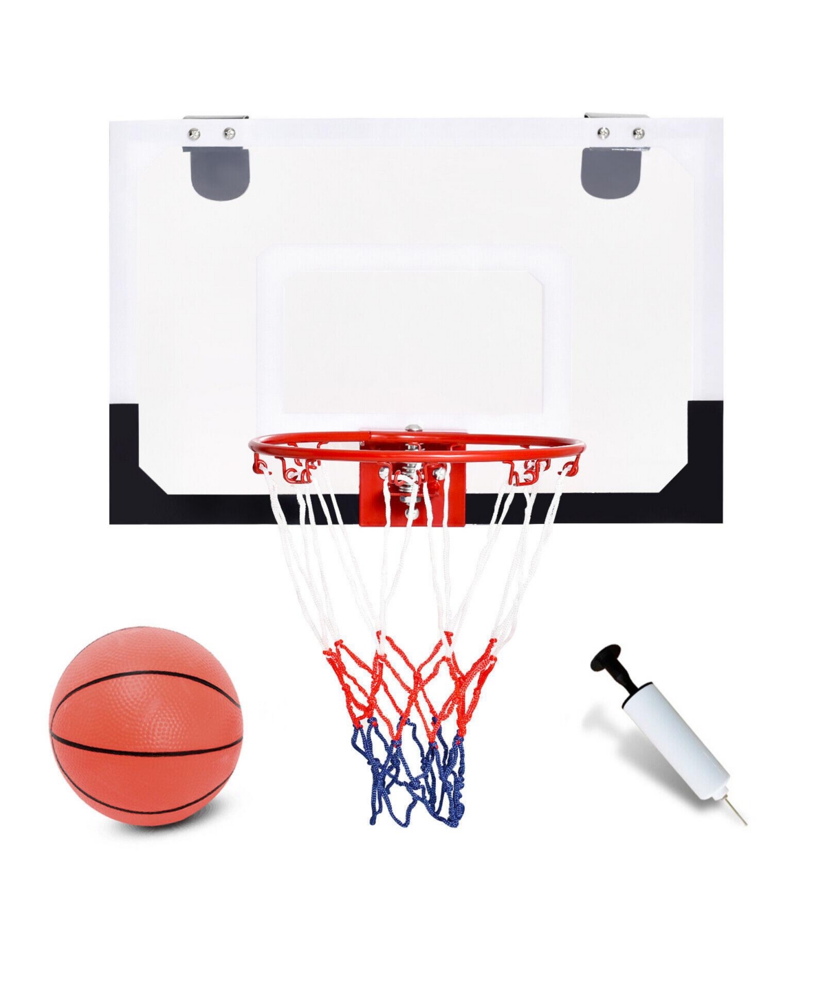 Over-The-Door Mini Basketball Hoop Includes Basketball & Hand Pump - White