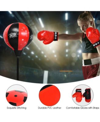 Kids Punching Bag with Adjustable Stand and Boxing Gloves