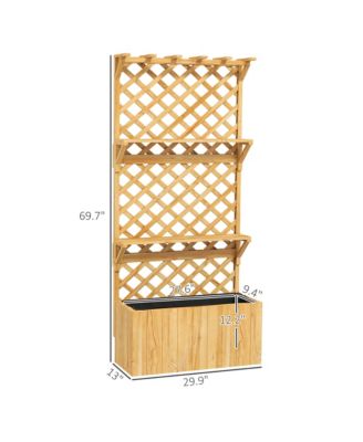Raised Garden Bed with Trellis and Plant Shelf, Natural