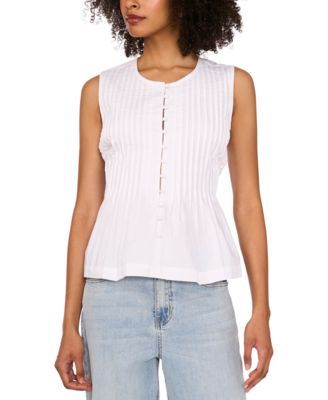 1.STATE - Women's Sleeveless Cotton Pintucked Blouse