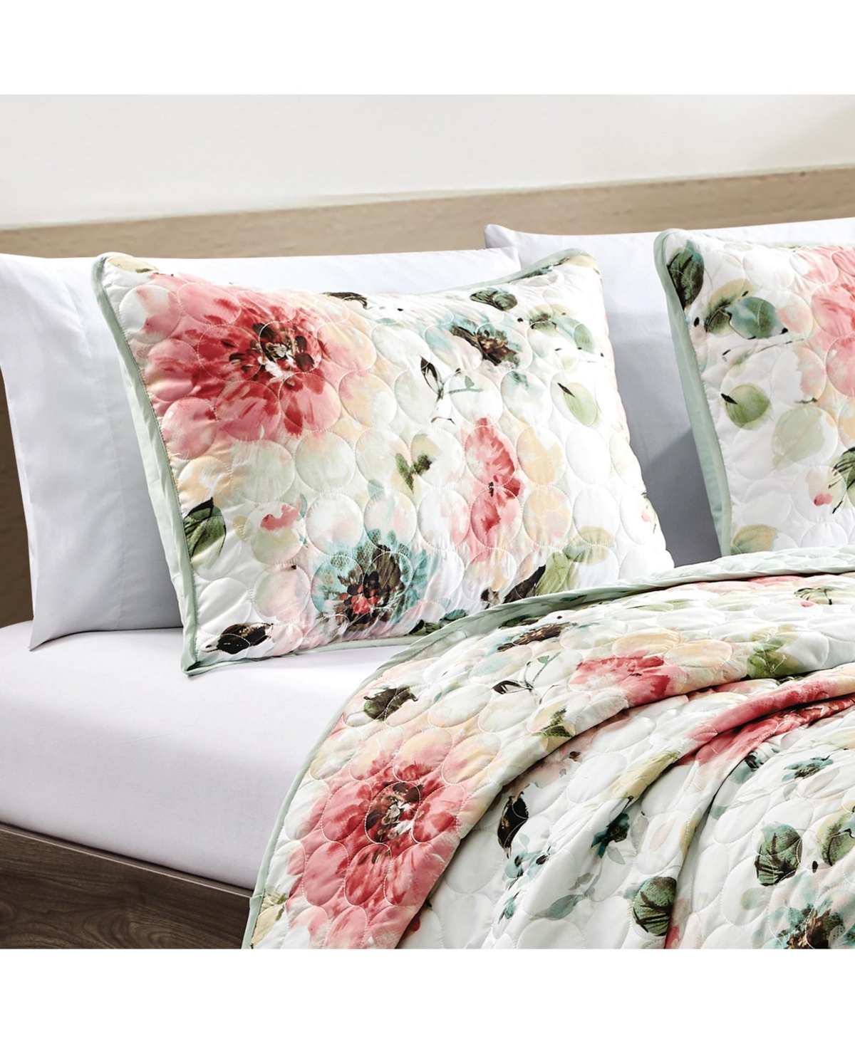 MarCielo 3 Piece Floral Printed Quilt Set Lightweight Bedspread Set King