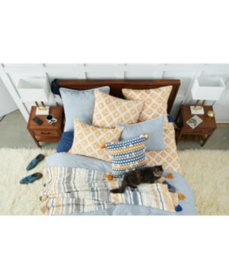 Jensen Ochre Woven Tasseled Accent Throw Pillow, 22" x 22"