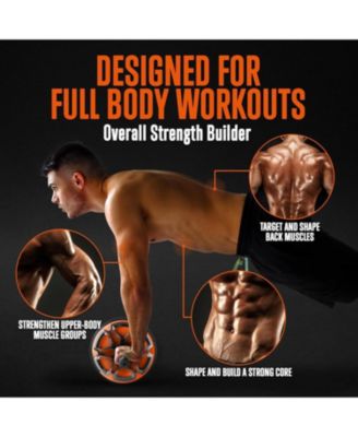 AB Roller Wheel and Pilates Bar Set with Resistance Bands for Total Body Workouts