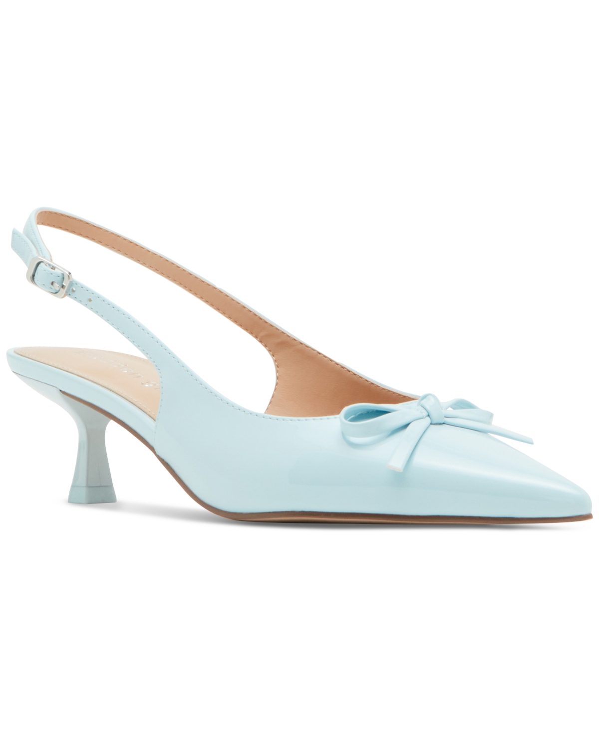 Madden Girl Vogue Bow Slingback Kitten-heel Pumps In Ice Blue Patent